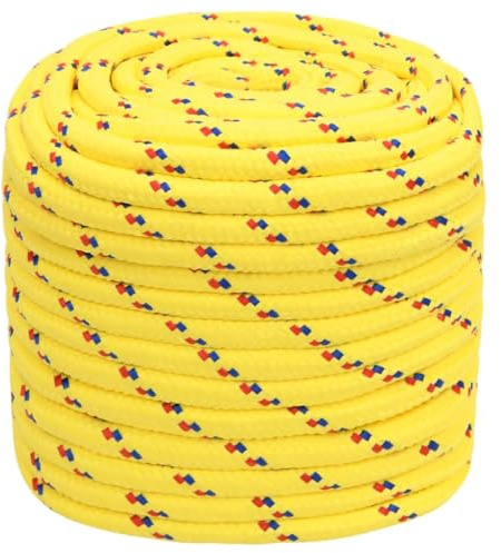 vidaXL Bootsseil Ankerleine Festmacher Tauwerk PP Leine Seil Tau Polypropylenseil Geflochten Flechtleine Gelb 16mm 100m Polypropylen