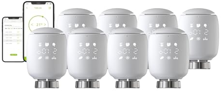 Qiumi Zigbee Thermostat-Heizkörperventil, eTRV, Größe kompatibel mit den meisten Ventilen, Alexa, Googlehome Sprachsteuerung, 6 Stück