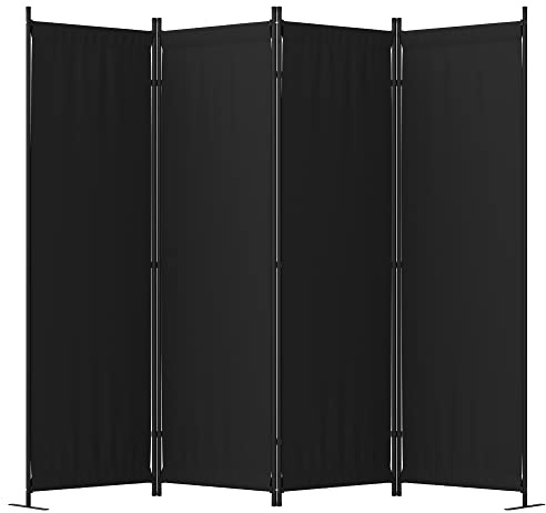 Room Divider, 4 Panel Folding Privacy Screen, 88” Portable Separating with 3 Metal Feet, Partition Room Dividers, Lightweight Freestanding Wall Divider Screen for Office Bedroom Hospital(Black)