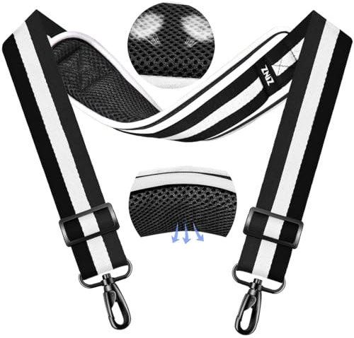 ZINZ Schultergurt 79,5 Zoll mit Weichem Dickem Polster,TW01B03 | Weiches Dickes Fixpolster, Rutschfest, Drehhaken Metall, Doppel-Schnallen, Passt für Laptops, Taschen & Sporttaschen
