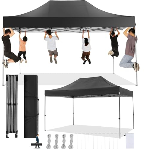 COBIZI Faltpavillon 3x4,5 Wasserdicht Stabil Winterfest ohne Seitenwand,Pop Up Pavillon Partyzelt,Sonnenschutz Gartenpavillon,Pavillon Faltbar mit Handtasche(3 mal 4,5m Schwarz)