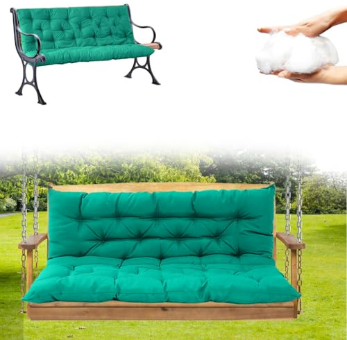 VKETU Porch Swing Cushions, Three Seat Swing Replacement Cushions Outdoor Bench Cushion with Ties Backrest Folding Waterproof Bench Cushion for Outdoor Patio Cushion (Aquamarine, 70 x 40 in)