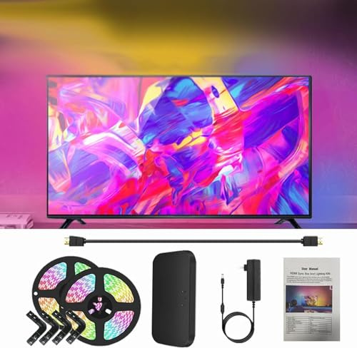 Luce TV retroilluminata con sincronizzazione del colore, Retroilluminazione LED per TV, Striscia luminosa LED intelligente per TV, con TV HDMI Sync Box, Musica e giochi, controllo app ( Size : 42 to