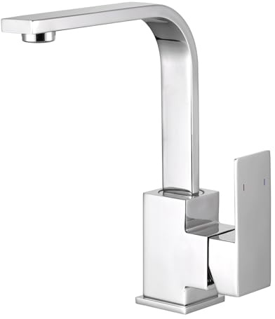 iVIGA Wasserhahn Küche, Waschbeckenarmatur 360° schwenkbar Einhebelmischer L-Form Spültischarmatur Hochwertiger Edelstahl Wasserhahn für Bad, RV, Single-Küche,Chrom