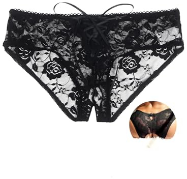 ohmydear Womens Lace French Knickers Sexy Lingerie Panties Plus Size | Adjustable Criss Cross Straps, Multi Colour, Ladies Thong Underwear, Keyhole Cutout, UK 8-22