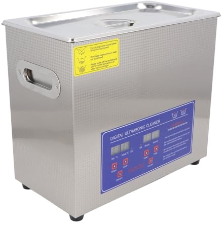 Pulitore per gioielli ad ultrasuoni Efficiente 6 litri per uso domestico in acciaio inox con timer e regolazione della temperatura per gioiellieri professionisti e, acciaio inox