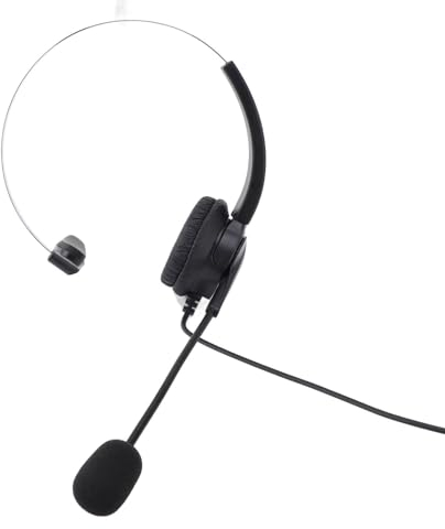 Monaurales Telefon Headset mit Mikrofon mit Geräuschunterdrückung, Telefon Headset für Callcenter Büro PC Laptop, Lautstärke Einstellbar, mit USB C auf USB Adapter