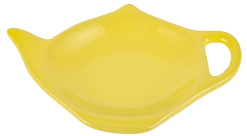 PRETYZOOM Tea Bag Coaster Teapot Shaped Ceramic Saucer 4.72X3.43 Inch Multi-Purpose Tea Bag Dish for Kitchen Table Protection and Accessories