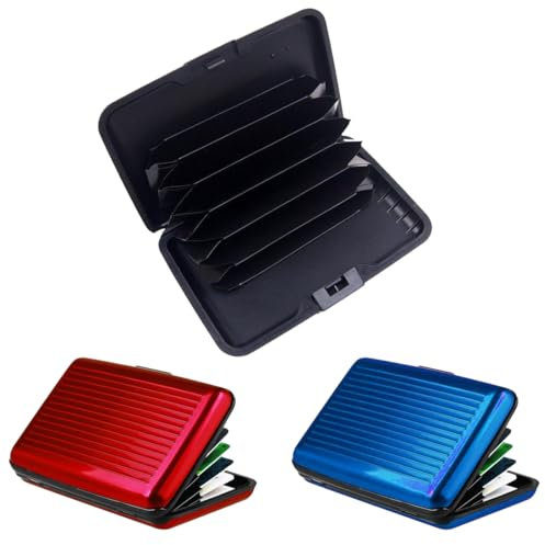 XPEX 2 Stück scheckkartenetui karten etui rfid blocker kartenhülle Kredit Kartenetui mit Münzfach & Rfid Schutz Aluminium Card Holder Wasserdichtes für Kreditkarten Personalausweis EC-Karten