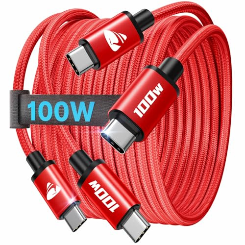 USB C auf USB C Kabel [2Stück 3M+3M] 100W Schnellladekabel USB C auf USB C 5A Lang USB Typ C Ladekabel für iPhone 16 Pro Max, iPhone 15, Samsung S24 S23 S22, iPad Pro, MacBook Pro/Air, Pixel