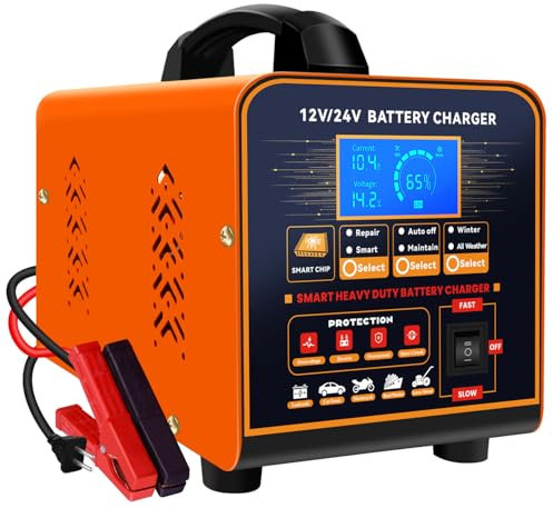 SolaMr 12V/24V Autobatterie Ladegerät & Batterieerhaltungsgerät, Automatisches Intelligentes Batterieladegerät, 0-20A Schnell Erhaltungsladegerät mit Reparatur, Wintermodus, für AGM Auto LKW Motorrad