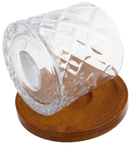 Amosfun Bicchiere Da Whisky Girevole Da 280 Ml Con Base in Legno Bicchieri Da Caffè Calice Da Birra Per Pub E Casa