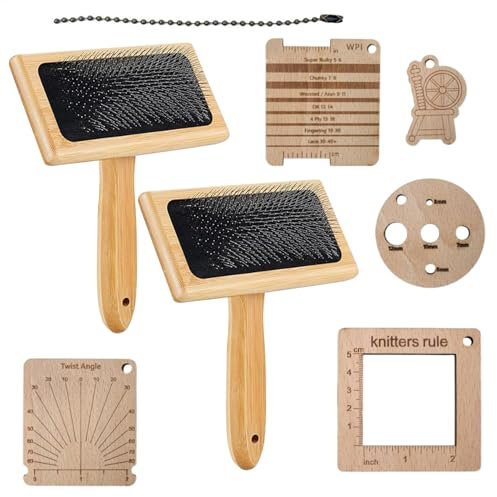 Wollkardierbürste, Wollkardier | Multifunktionale Wollbürste - Handkardierer für Wollhandwerk, Nadelfilzpinsel mit Holzgriff, Wollmischkamm-Set