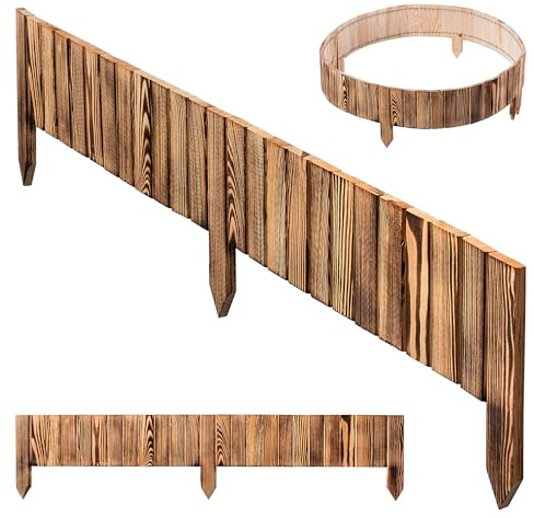 KADAX Bordure de jardin en bois, 116 x 15 cm, bordure de plate-bande, bordure de parterre, clôture en bois flexible, clôture de jardin, clôture pour jardin, clôture de délimitation de parterre