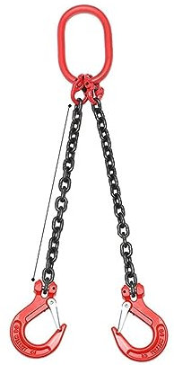 Kettenzug, Kettenschlinge, Hebekettenschlinge, einbeinige Kettenschlinge, kompletter Satz Hebekette, G80-Manganstahl-Hebehaken für Heben oder Ziehen(2 tons 1.5 meters 2 legs 2 hooks)