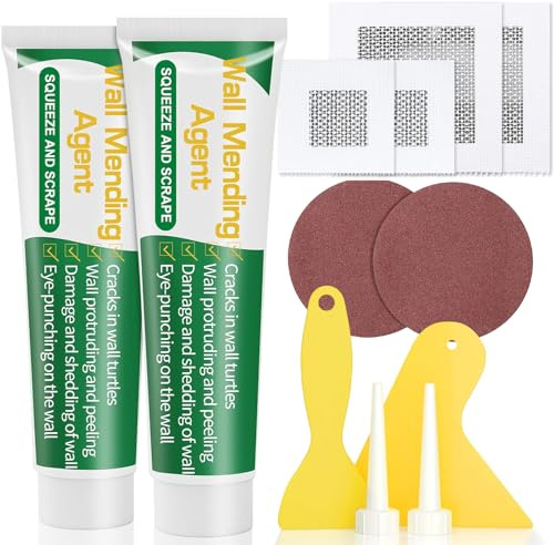 WenYa Wall Filler Repair Kit, Wall Spackle Repair Paste With 4 PCS Drywall Patch, Sandpaper, Scraper, Hole Filler Kit for Repairing Holes, Peeling, Graffiti, Cracks