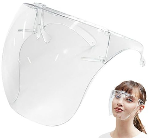 Peosaard Bouclier facial avec lunettes, masque de bouclier complet anti-buts, collaborce de droplettes en plastique protectrice réutilisable pour femmes hommes enfants, masque clair