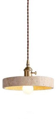 LLXDFUU Colgante de latón Moderno Cuenco de travertino Amarillo Claro Candelabro Colgante Vintage para Cocina WABI Sabi Colgante Lámpara de Comedor Colgante Japonesa Medieval para Granja