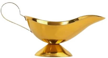 Gold Gravy Boat for Steak & Salad, Thickened Sauce Jug, 17.6x9.5cm Western Style Gravy Cup, Perfect for Serving Sauces & Dressings, Elegant Tableware