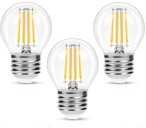 E27 LED Filament Bulb, 40W Edison Screw Light Bulb Warm White, 3 Pack | 2700K Warm White, 4W G45 P45 Mini Globe Bulbs, Clear Filament, Vintage Glass, 25000H Lifespan, Not-dimmable