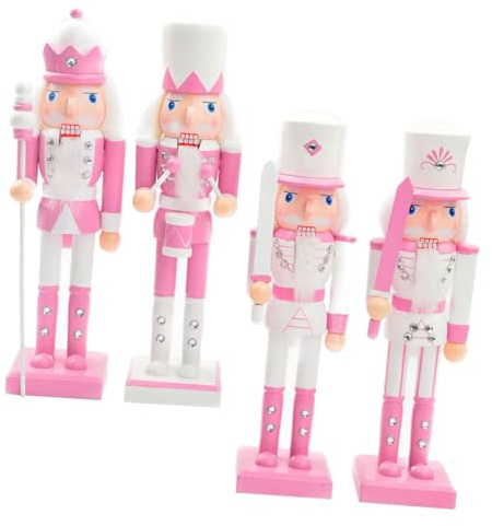 MAGICLULU 4pcs Wood Nutcracker Soldier Ornament Decoration Desktop Party Supplies