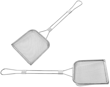 Ipetboom Espumadera Cuadrada de Acero Inoxidable de Malla Fina, Colador para Grasa y Alimentos Fritos, 2 Piezas para Cocina Profesional y Doméstica, Utensilio Multiusos para Freír Pollo