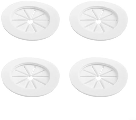 YJDOORPLAY 4PCS Round Cable Hole Covers PVC Desk Wire Grommet Inserts 55mm Fit 40mm Apertures Electrical Wiring Port for Computer Office Table Cabinet Tidy Management(White)