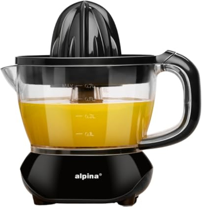 Alpina Presse Agrume Électrique 0.7L – Presse Citron 25W - Robot Cuisine avec 2 Cônes – Extracteur de Jus Citron et Orange – Rotation Double Sens – Facile à Nettoyer