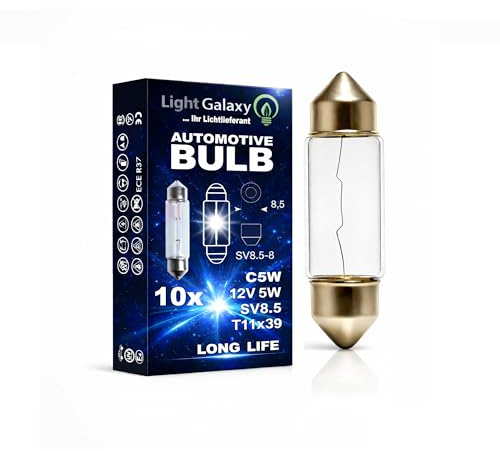 Light Galaxy ... Ihr Lichtlieferant Soffitte 39mm C5W 12V 5W SV8.5 für Auto Anhänger Innenraum Kennzeichen Kofferraum Beleuchtung – 10er Set
