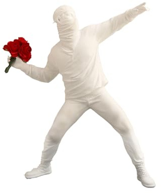 Moaobooh Banksy Figura Scultura Il Lanciatore di Fiori, Figura Decorativa Street Art per Ufficio Domestico Soggiorno Collezioni d'Arte Decorazioni (Bianco)