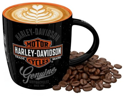 Nostalgic-Art Kaffemugg i retrostil, 330 ml, Harley-Davidson – Genuine Logo – Presentidé för mc-åkare, Official License Product (OLP), kopp av keramik, vintagedesign | Original Harley-Davidson licensprodukt (OLP), keramisk kopp för kaffe, vintage design, presentidé för biker