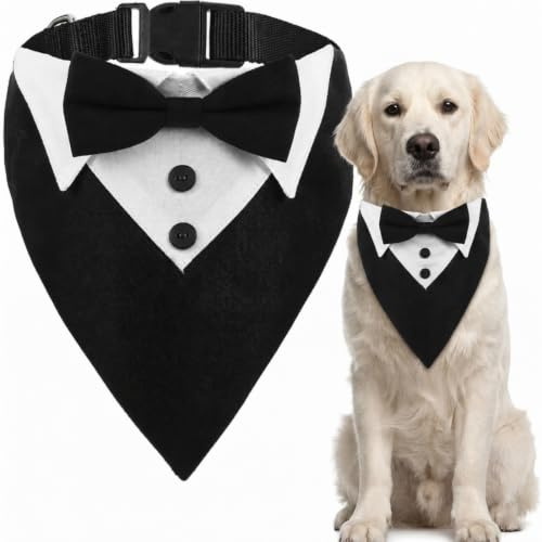 TBCDS 1 Stück Hunde Smoking Fliege, Verstellbare Hundehalstuch Halsband, Baumwolle Bandana Hundehalsband, Hochzeit Party Hundehalstuch, für Hochzeit, Hunde Geburtstag