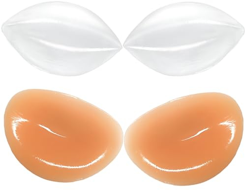 POMAMZ Självhäftande bh-inlägg av silikon, självhäftande bh push up, återanvändbara bröstförstoringskuddar, inlägg för badkläder och bikinis, 2 par, transparent, M