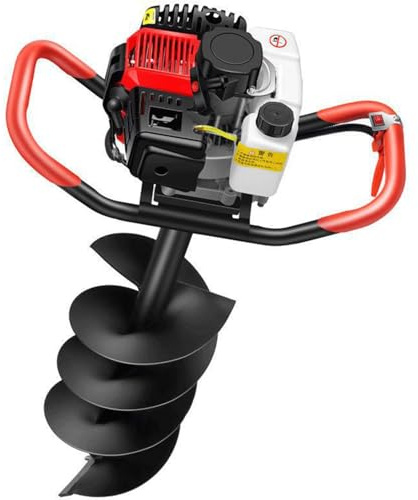 Qiang Ahoyadora Gasolina 199CC 4 Tiempos 5CV 3800W 9800rpm,Barrena de Tierra con Depósito 1,2L,barrenador de Orificio de Tierra,para Postes de Cerca,Jardín,Plantación de Árboles 20cm