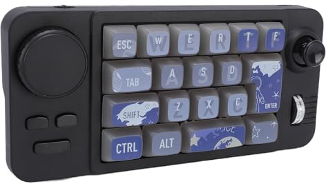Tangxi Teclado Numérico Inalámbrico con 19 Teclas Programables Macro, Teclado Numérico Mecánico con Control de Joystick con Perilla Retroiluminada LED RGB, USB C con Cable Bluetooth
