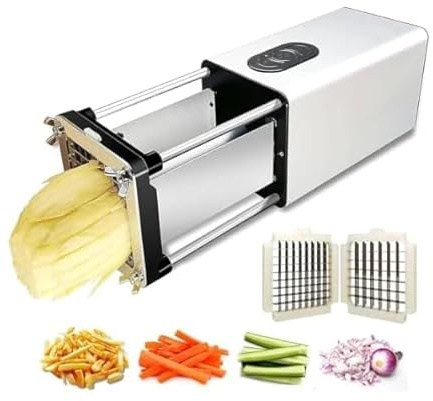 Cortador eléctrico de patatas fritas con cuchillas de acero inoxidable, cortador de patatas para verduras y frutas para uso doméstico y comercial