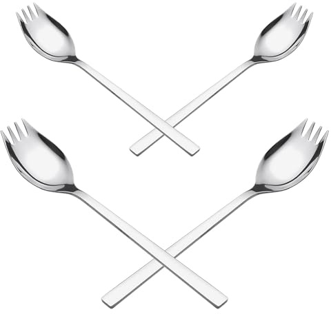 SHINEOFI Tenedores para Ensalada Diseño Elegante y Fácil Mantenimiento de Acero Inoxidable Mango Largo, Pack de 4 Piezas para Uso en Casa Aire Libre