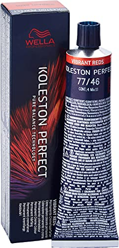Wella Professionals Koleston Perfect Vibrant Reds - Permanente Haarfarbe - Professionelle Coloration mit bis zu 100% Grauabdeckung & Me+ Farbtechnologie – 77/46 Mittelblond Intensiv Rot‑Violett, 60ml