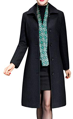 semen Womens Lapel Wool Blend Trench Coats Single Breasted Winter Long Overcoat Outwear Casual Pea Coat