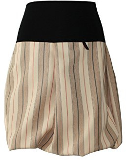 dunkle design Damen Rock Ballonrock A-Linie Nadelstreifen (M 40/42, Braun Beige Bunt)