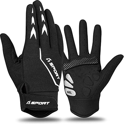 Cevapro Fahrradhandschuhe Vollfingerhandschuhe Reithandschuhe Anti-Rutsch Atmungsaktive Fahrradhandschuhe Gel-Polsterung Workout Fitness Handschuhe für Damen Herren Reiten Fahrrad Motorrad Gym Sport