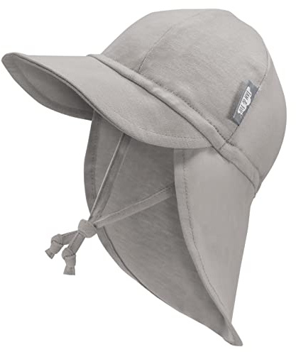JAN & JUL Chapeau de soleil pour bébé et tout-petit avec cordes, gris, 6-24 mois