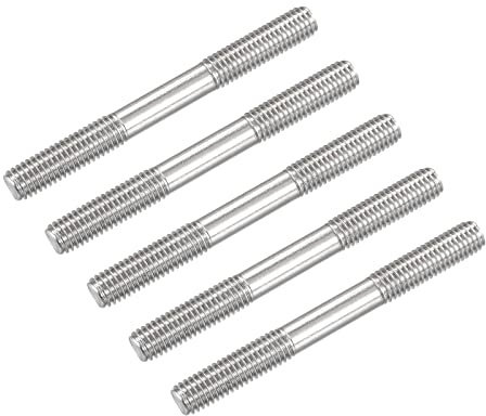 METALLIXITY Double Ended Stud Screws (M8 Thread 80mm Length) 5pcs, 304 Stainless Steel Dual Threaded Rod Bolts - for House Maintenance