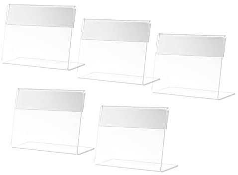 ULTECHNOVO Acryl Schilderhalter L-form 5 Stück Transparent Desktop Preisständer Robust Bruchfest Meeting Display Für Restaurants Hotels Schulen