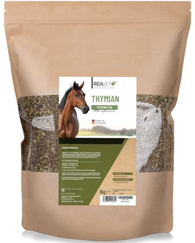 ReaVET timjan för hästar 1 kg - premium I gnuggad timjan - unikt foder lämpligt för hästar, rena örter utan tillsatser