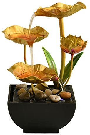 Décorations de Fontaine de Table, Fontaine à Eau Interieur, Fleur de Lotus et Feuille de Lotus Fontaine à Eau de Bureau pour Décoration Salon, Chambre, Bureau Idéal Méditation et Détente
