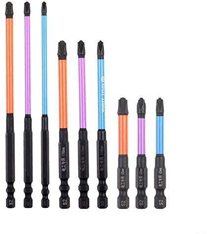 Lot de 9 embouts de tournevis magnétiques, tournevis cruciformes spéciaux fendus pour électricien FPH1 FPH2 65-150 mm