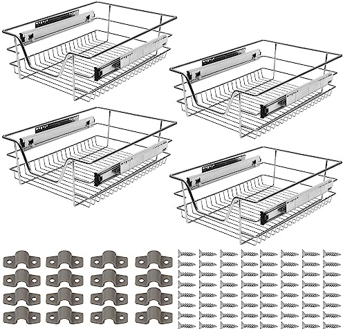 Eulenke Küchenschublade 4 Stück 40cm mit Schienensystem | Teleskopschublade als Schrankauszug und Korbauszug für Küchenschrank, Schlafzimmer oder Einbauschrank