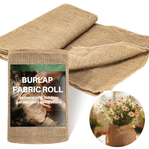 Burlap Fabric Roll - Garden Burlap Fabric Roll 40 X 13 Feet Natural Burlap Material Fabric Roll Trees Fabric Burlap Tree Wrap Outdoor Plant Jute Fabric Burlap Rolls for Crafts Gardening Decor