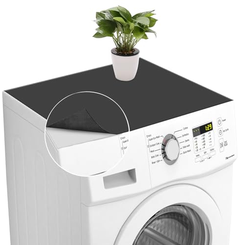 Lets Joy Cubierta para lavadora, Antideslizante para Lavadora, Cubierta Polvo Superior Refrigerador, Cubierta Protectora de Nevera de Secado Rápido, Silicona Antideslizante Multiusos (Negro)